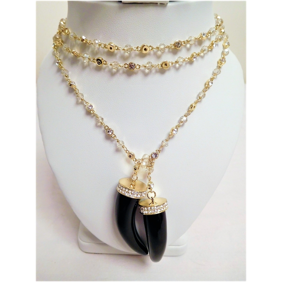 📿2/$30📿New Kathy Levine 52" Lariat Horn Pendant Necklace